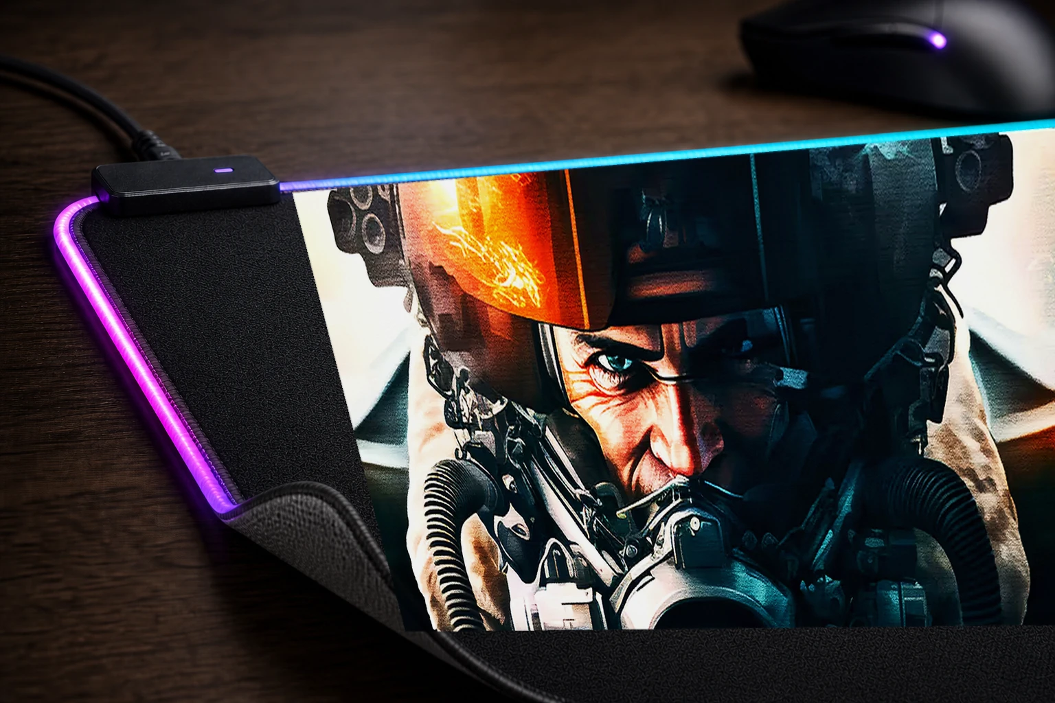 Paint Fighter Pilots RGB Desk Mat controller and material detail