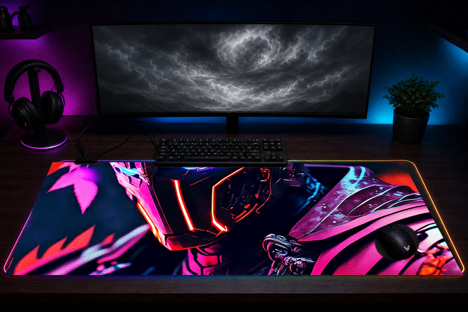 Red army in war RGB Desk Mat immersive setup scene