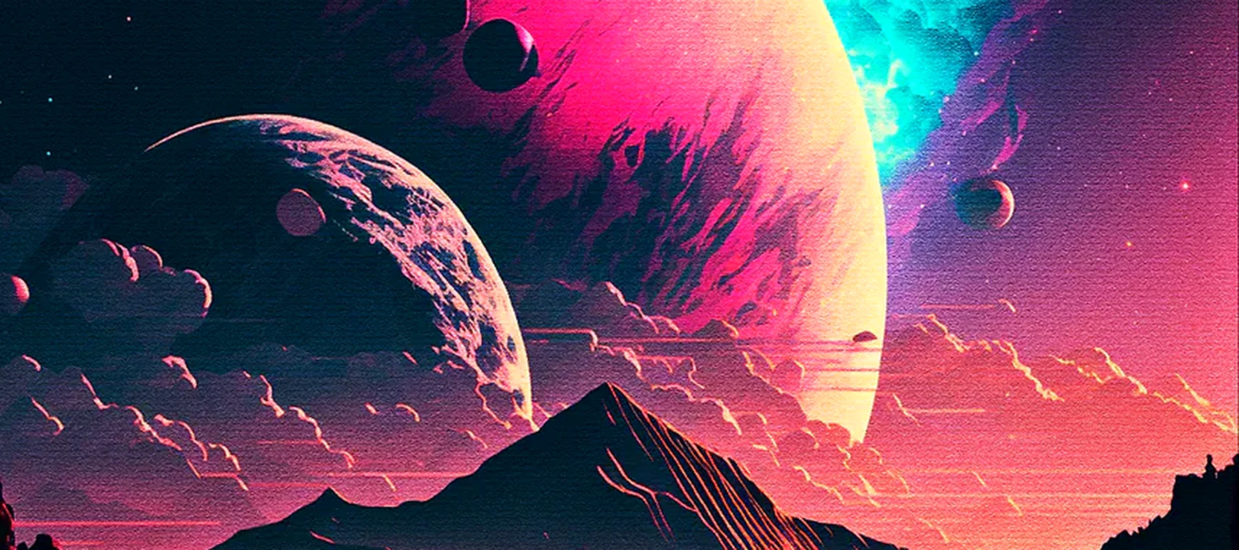 Cosmos vaporwave cinematic RGB Desk Mat full-width design preview
