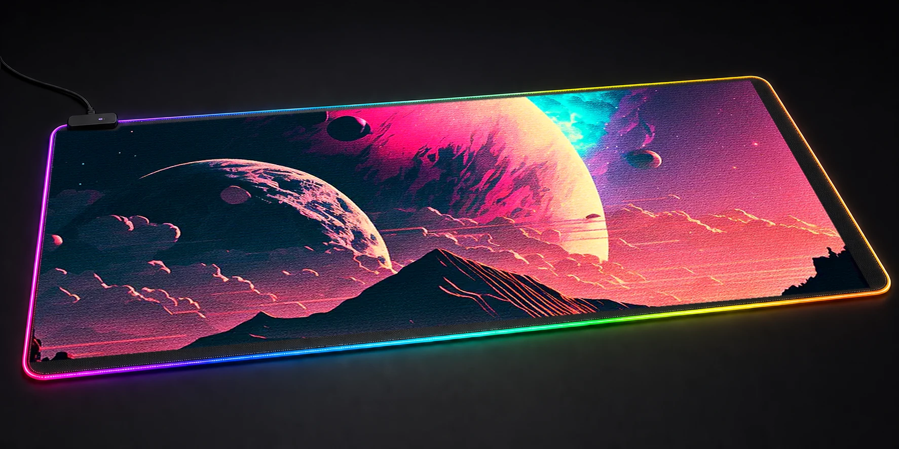 Cosmos vaporwave cinematic RGB Desk Mat RGB desk mat