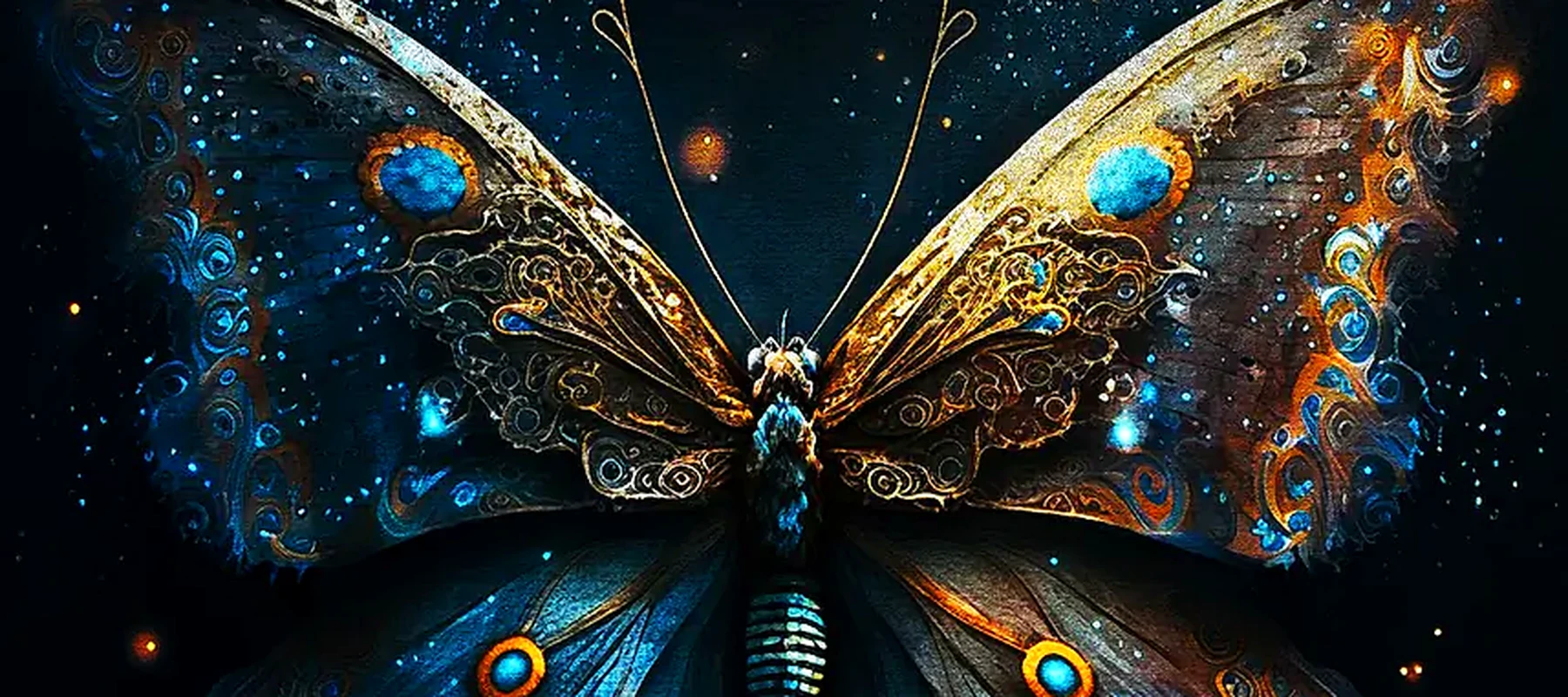 Ancient Butterfly RGB Desk Mat full-width design preview