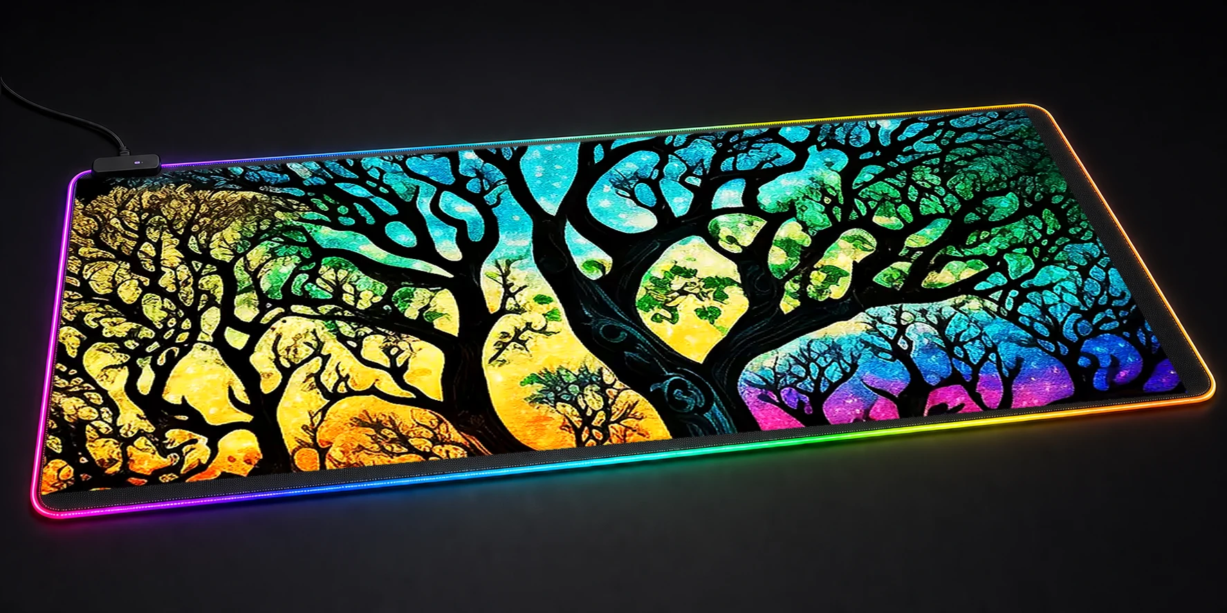 Colorful Of Tree RGB Desk Mat RGB desk mat