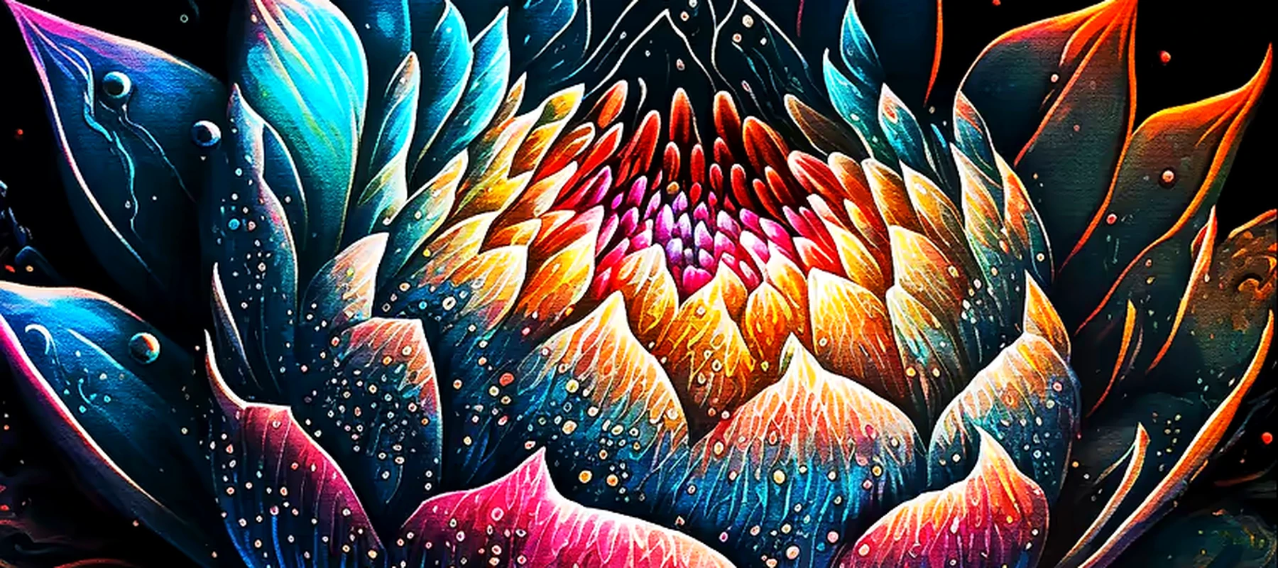 Lotus flower art RGB Desk Mat full-width design preview