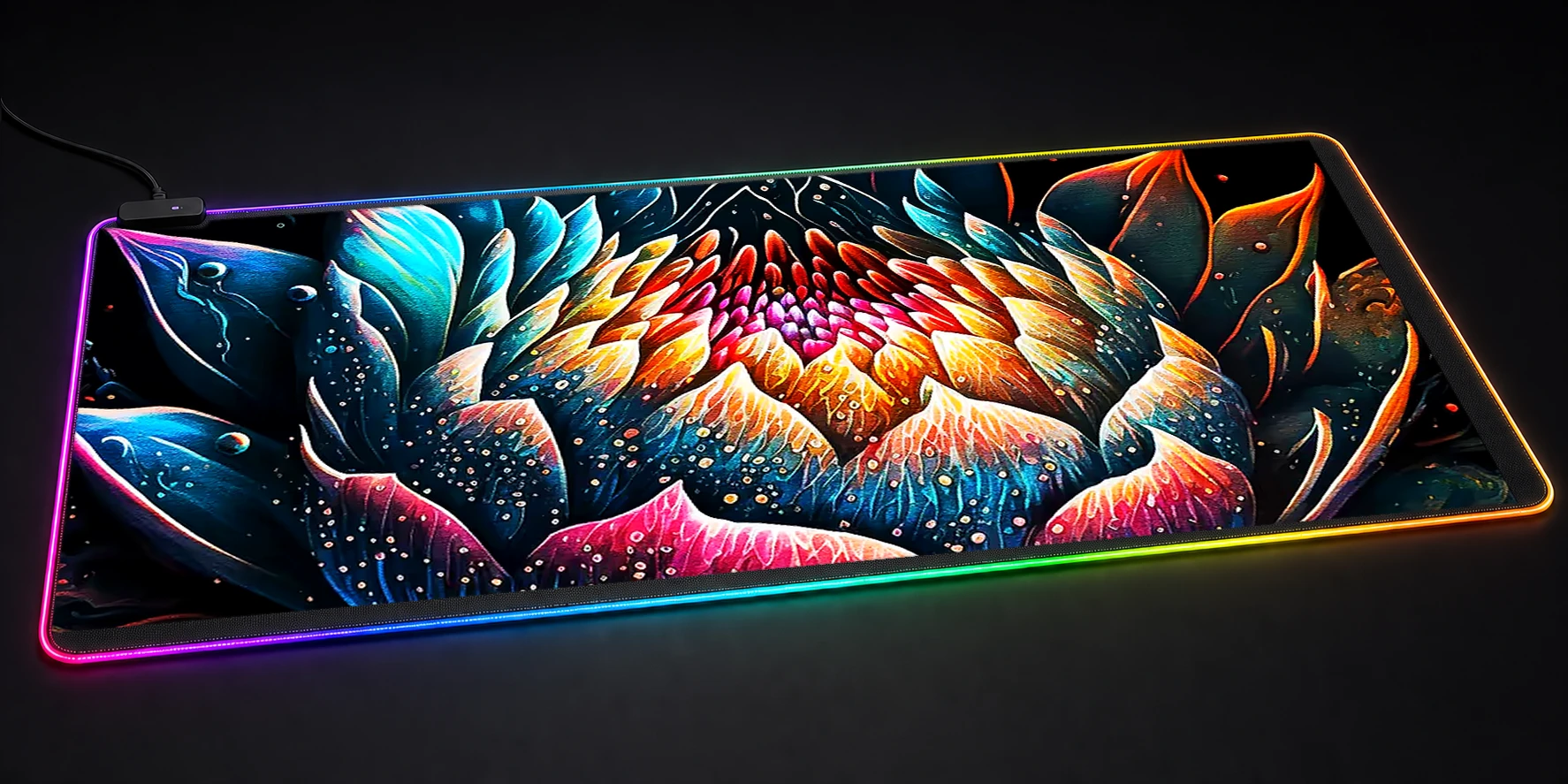 Lotus flower art RGB Desk Mat RGB desk mat