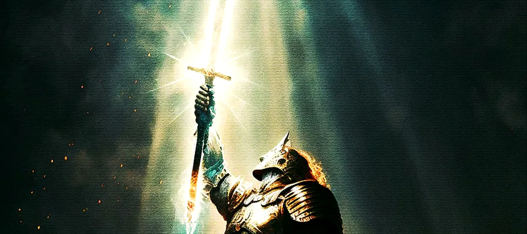Warrior holding sword RGB Desk Mat full-width design preview