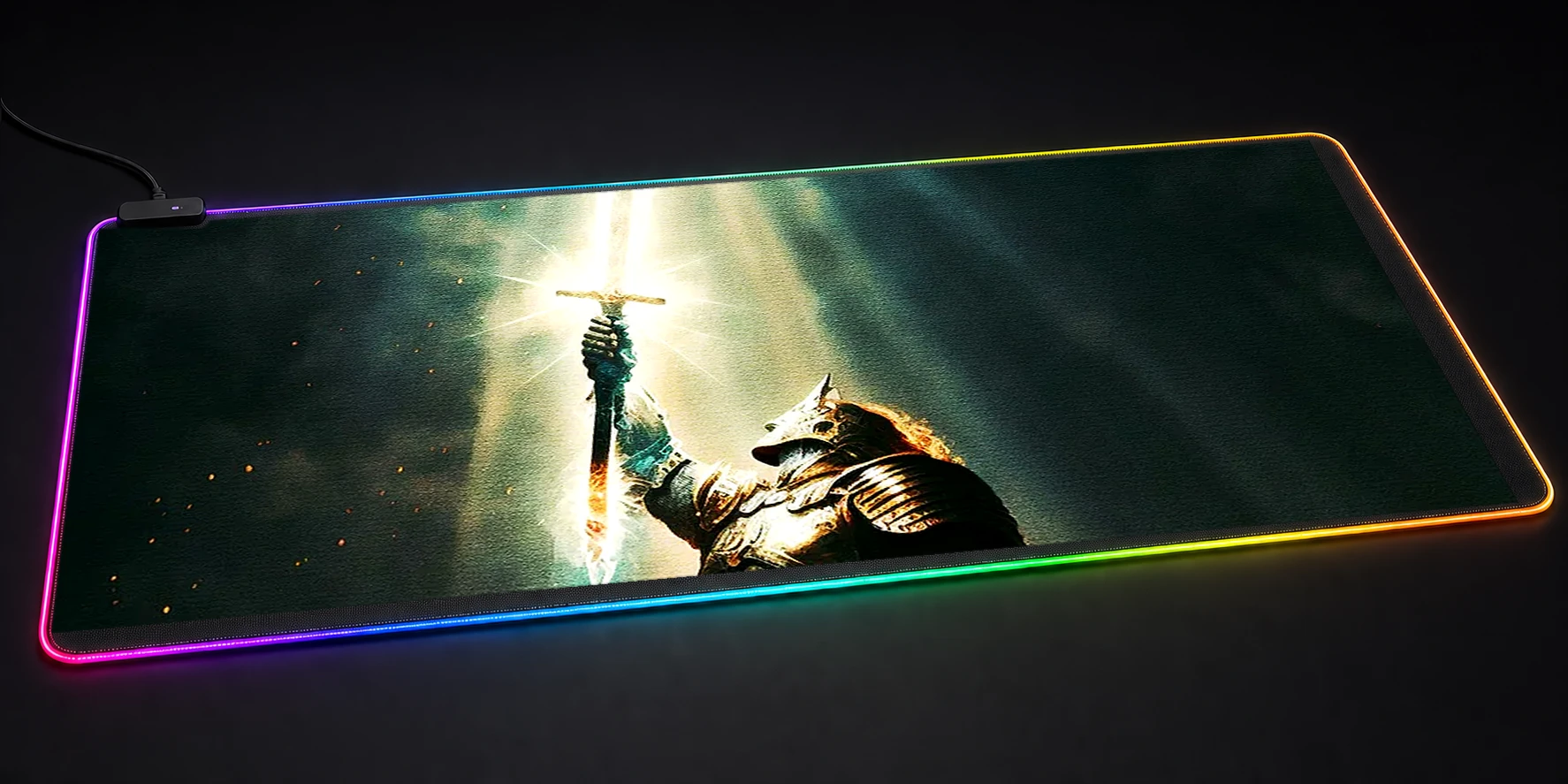 Warrior holding sword RGB Desk Mat RGB desk mat