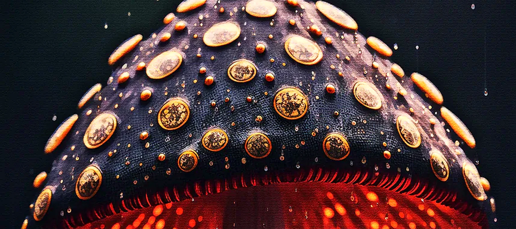 Mushrooms In the Rain RGB Desk Mat full-width design preview