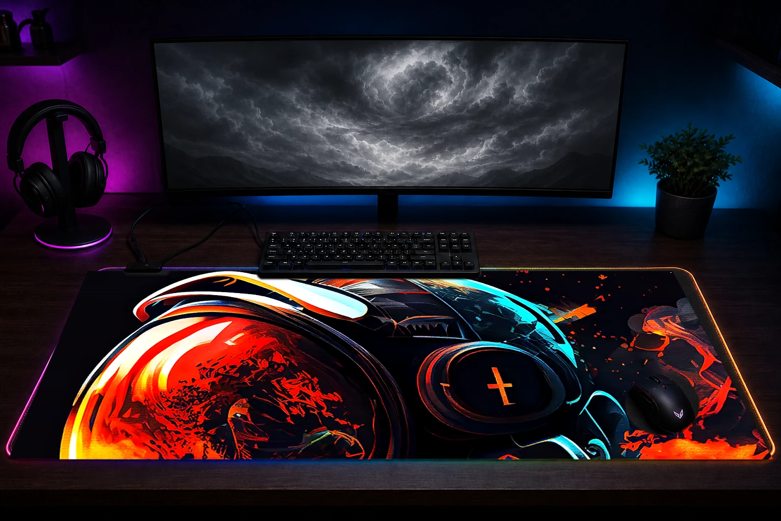 Astronaut is wild New RGB Desk Mat immersive setup scene