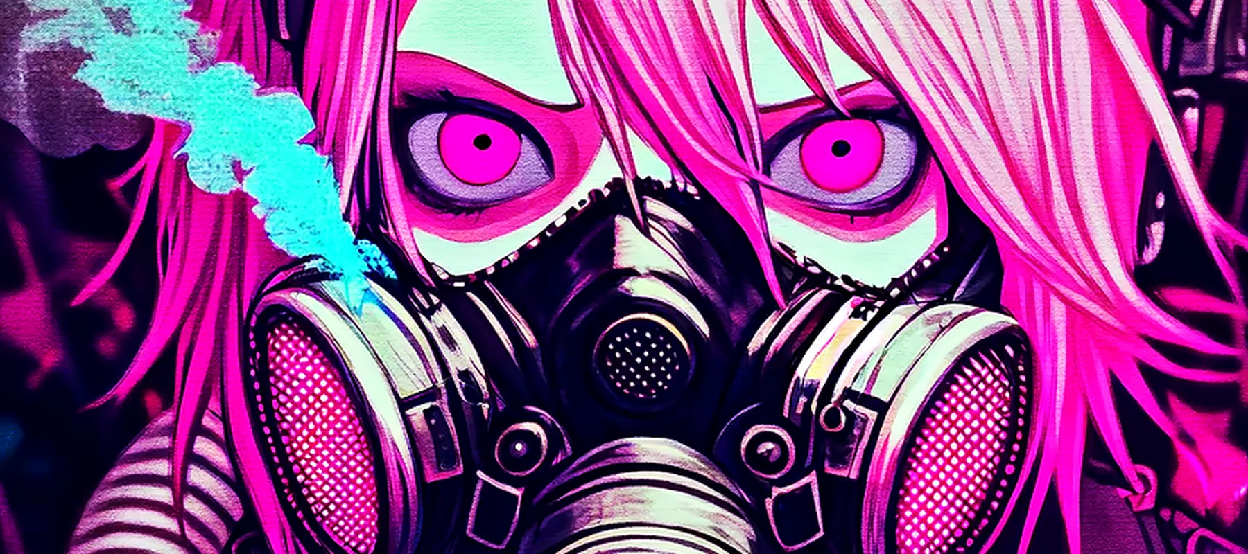 Girl In Art Style RGB Desk Mat full-width design preview