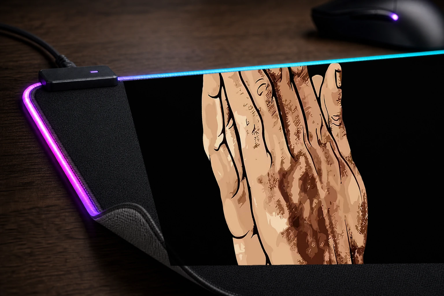 You Are Blessed RGB Desk Mat controller and material detail