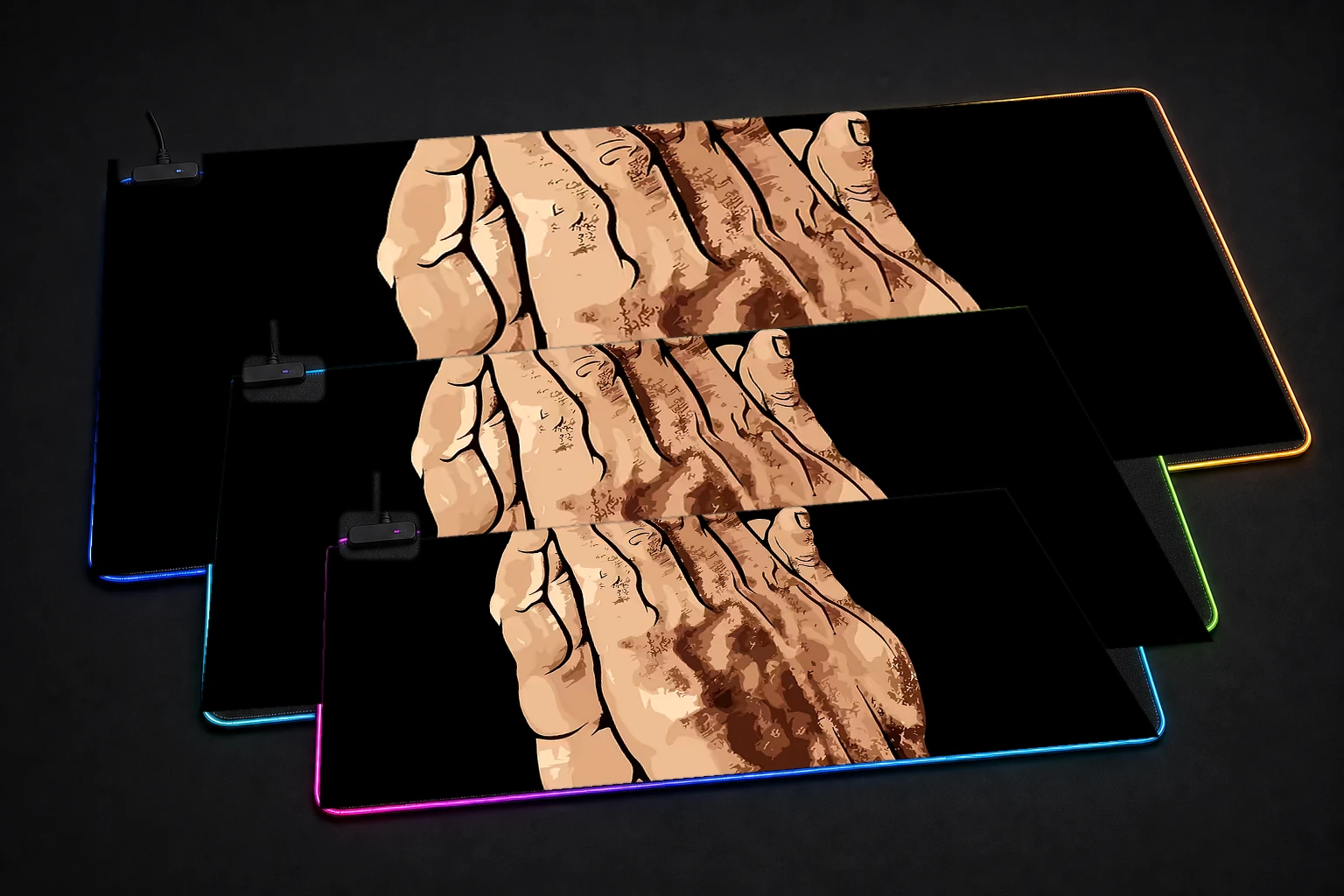 You Are Blessed RGB Desk Mat three-size comparison