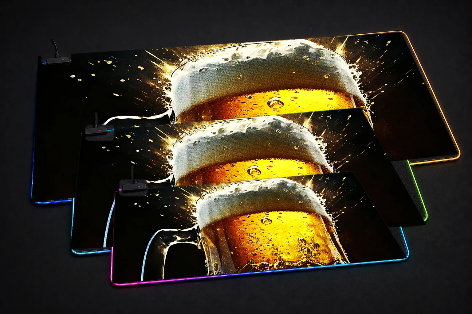 Cheers with you RGB Desk Mat three-size comparison