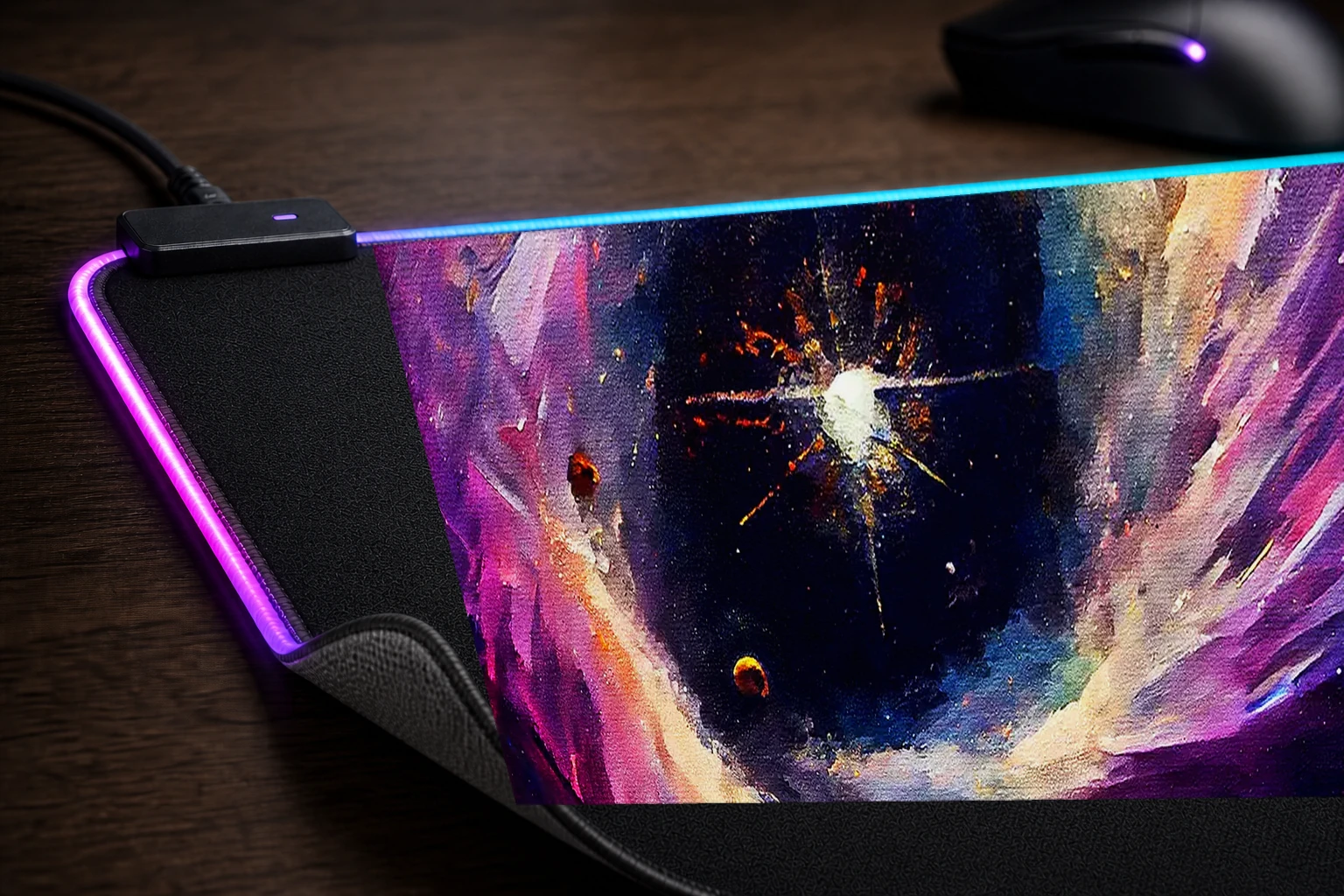 Paint Black Hole RGB Desk Mat controller and material detail
