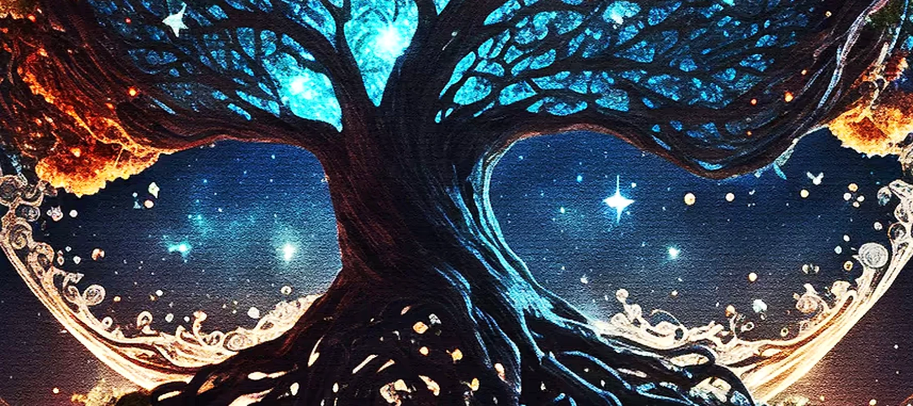 The universal tree of life RGB Desk Mat full-width design preview