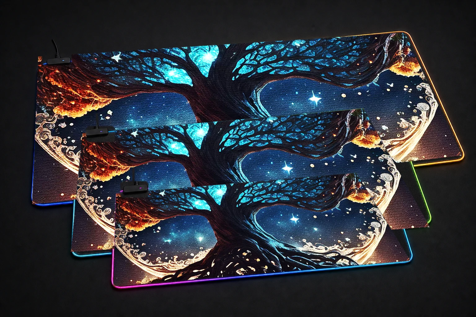 The universal tree of life RGB Desk Mat three-size comparison