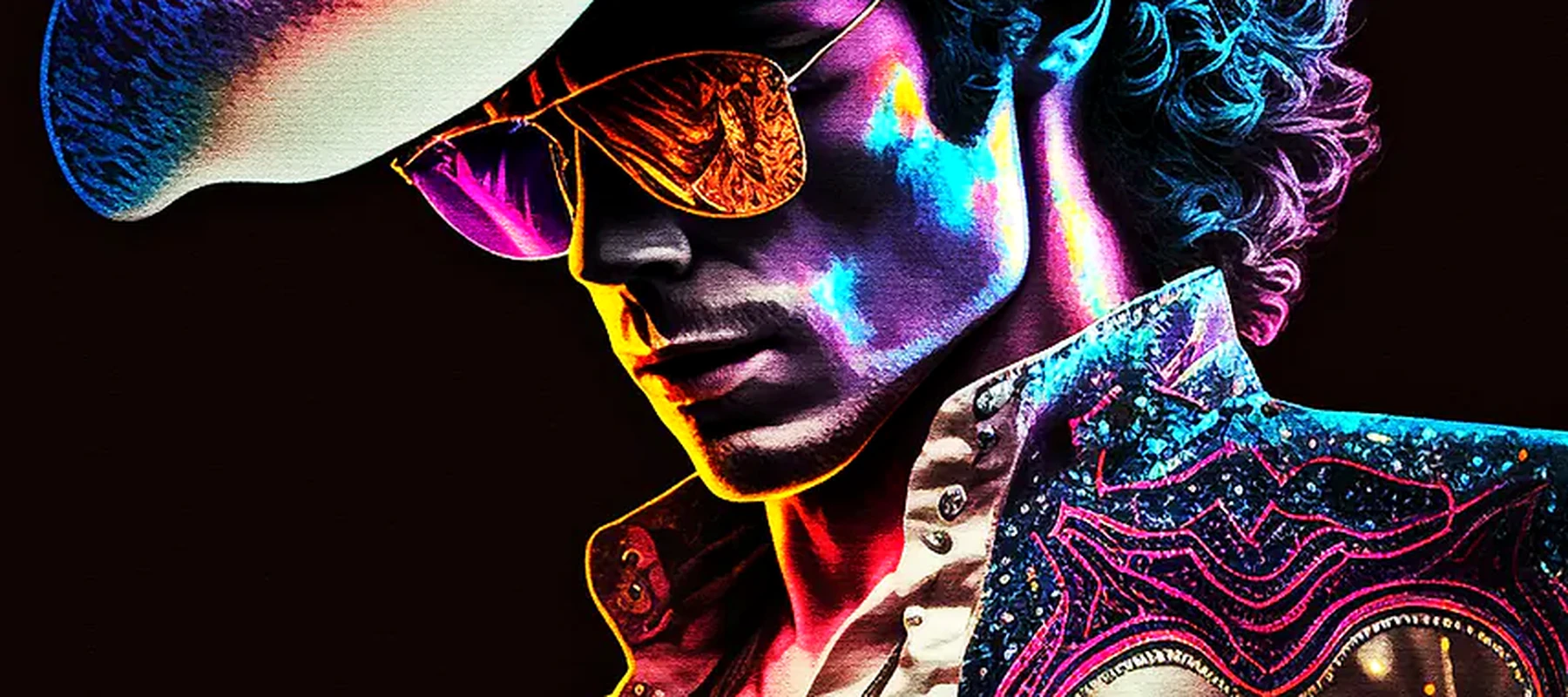 Disco cowboy art RGB Desk Mat full-width design preview