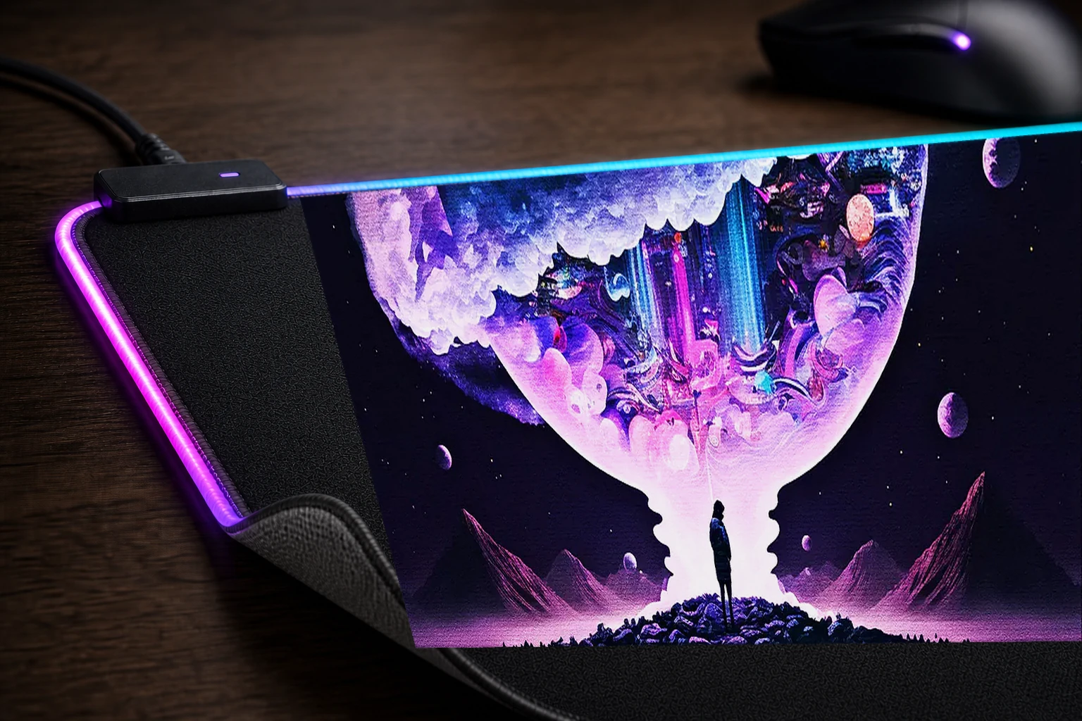 Space Life RGB Desk Mat controller and material detail
