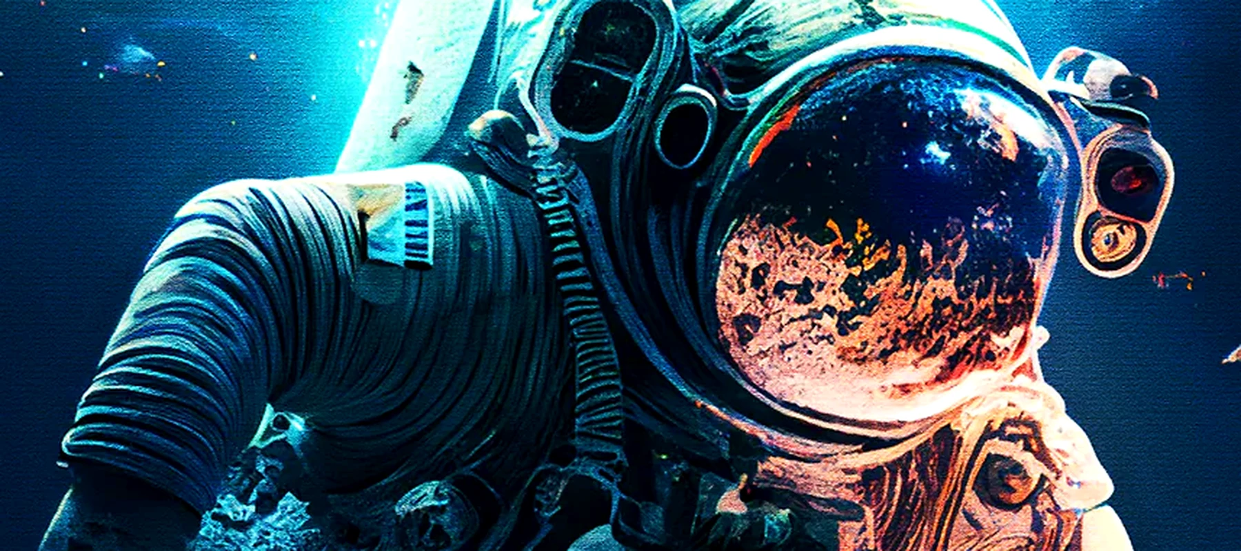 Astronaut Diving RGB Desk Mat full-width design preview