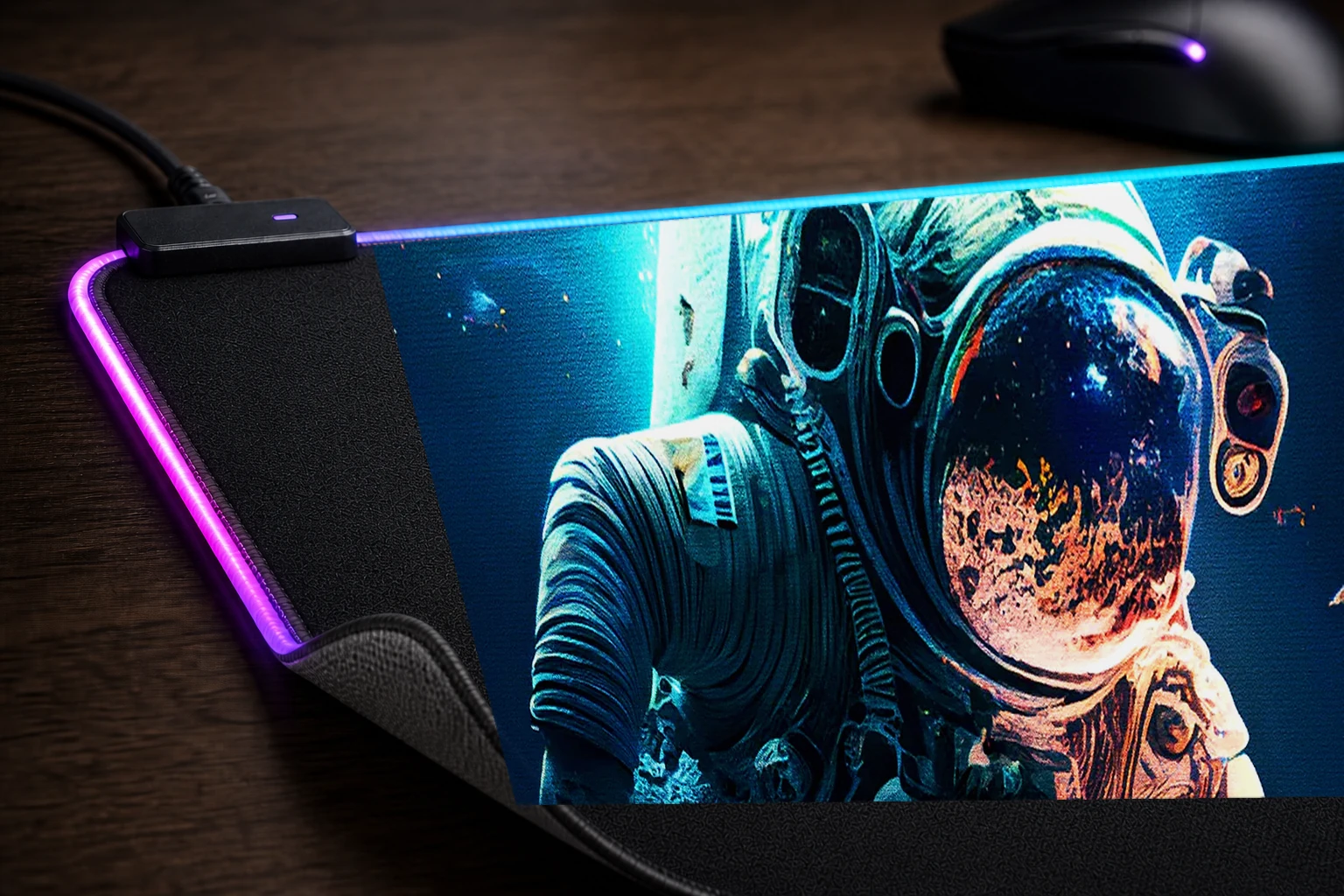 Astronaut Diving RGB Desk Mat controller and material detail