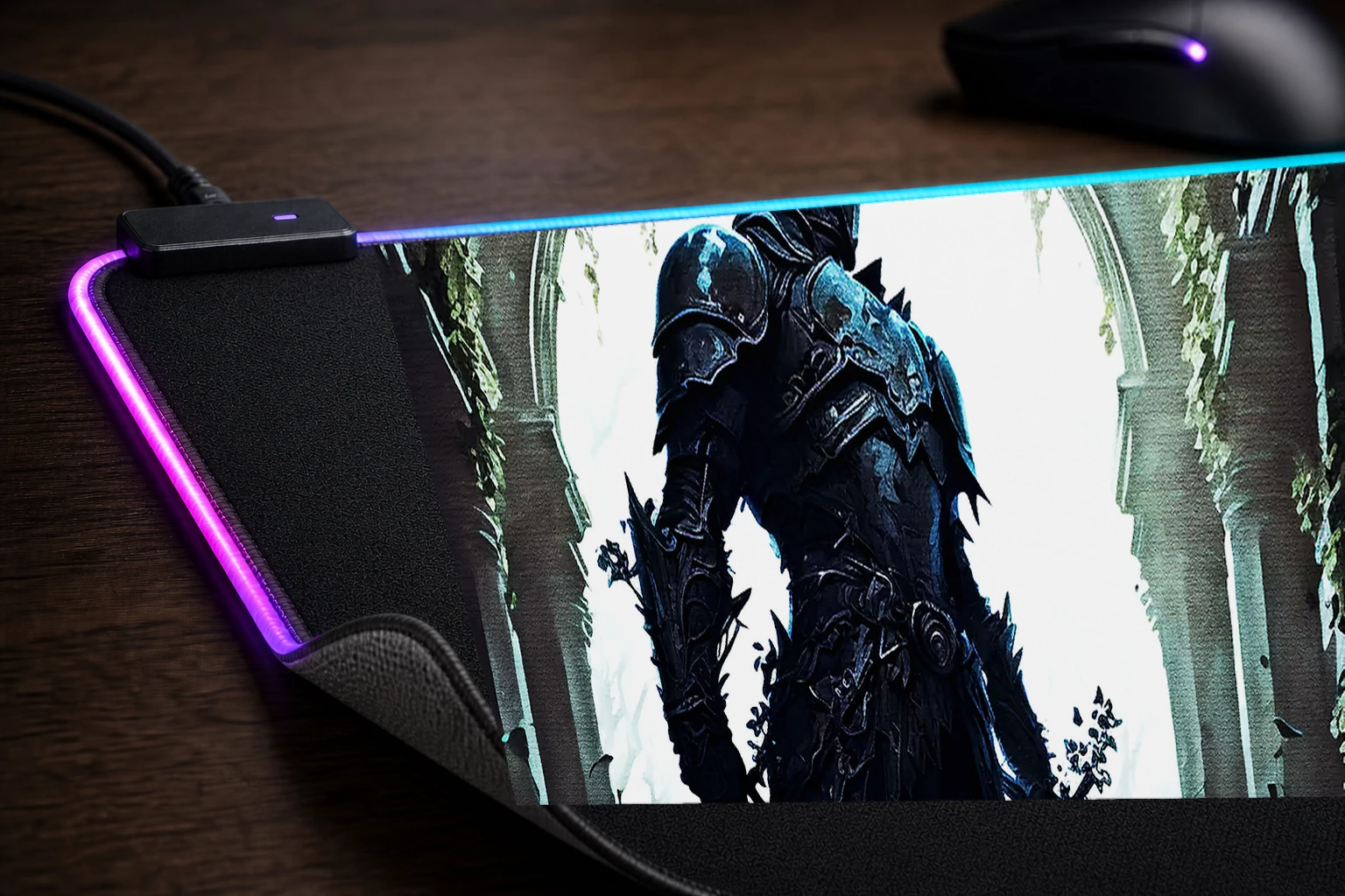 Knight Sword RGB Desk Mat controller and material detail