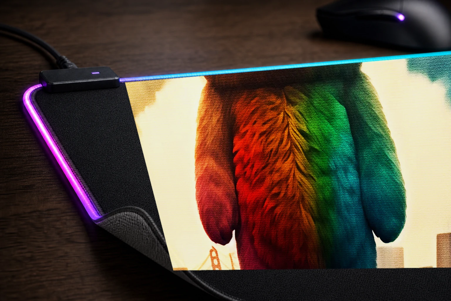 Teddy Bear RGB Desk Mat controller and material detail