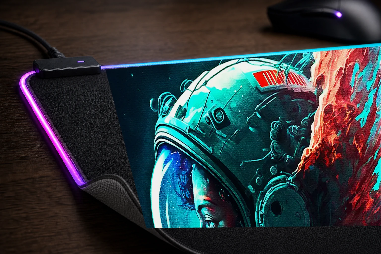 Astronaut Life In Space RGB Desk Mat controller and material detail