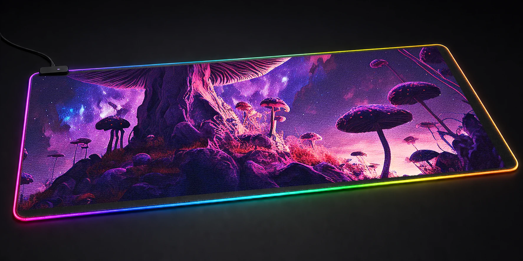 Space Forest Mushroom RGB Desk Mat RGB desk mat