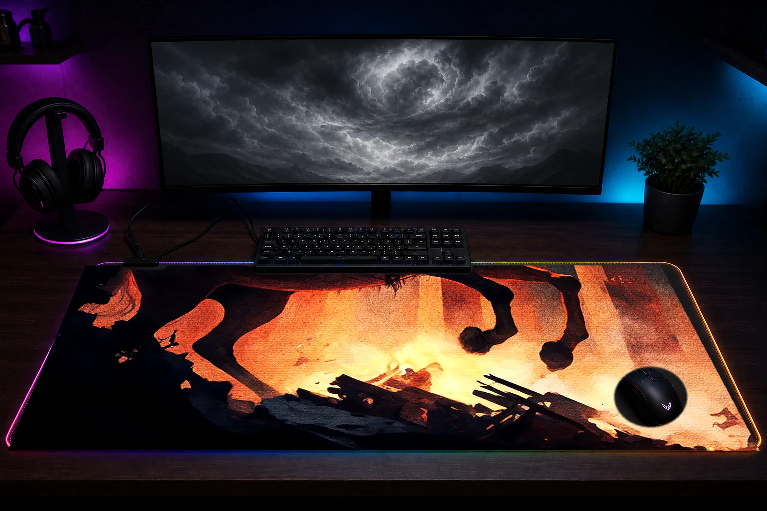 Cavalry in war RGB Desk Mat immersive setup scene