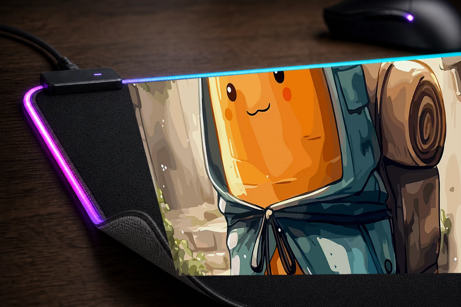 Carrot Journey RGB Desk Mat controller and material detail