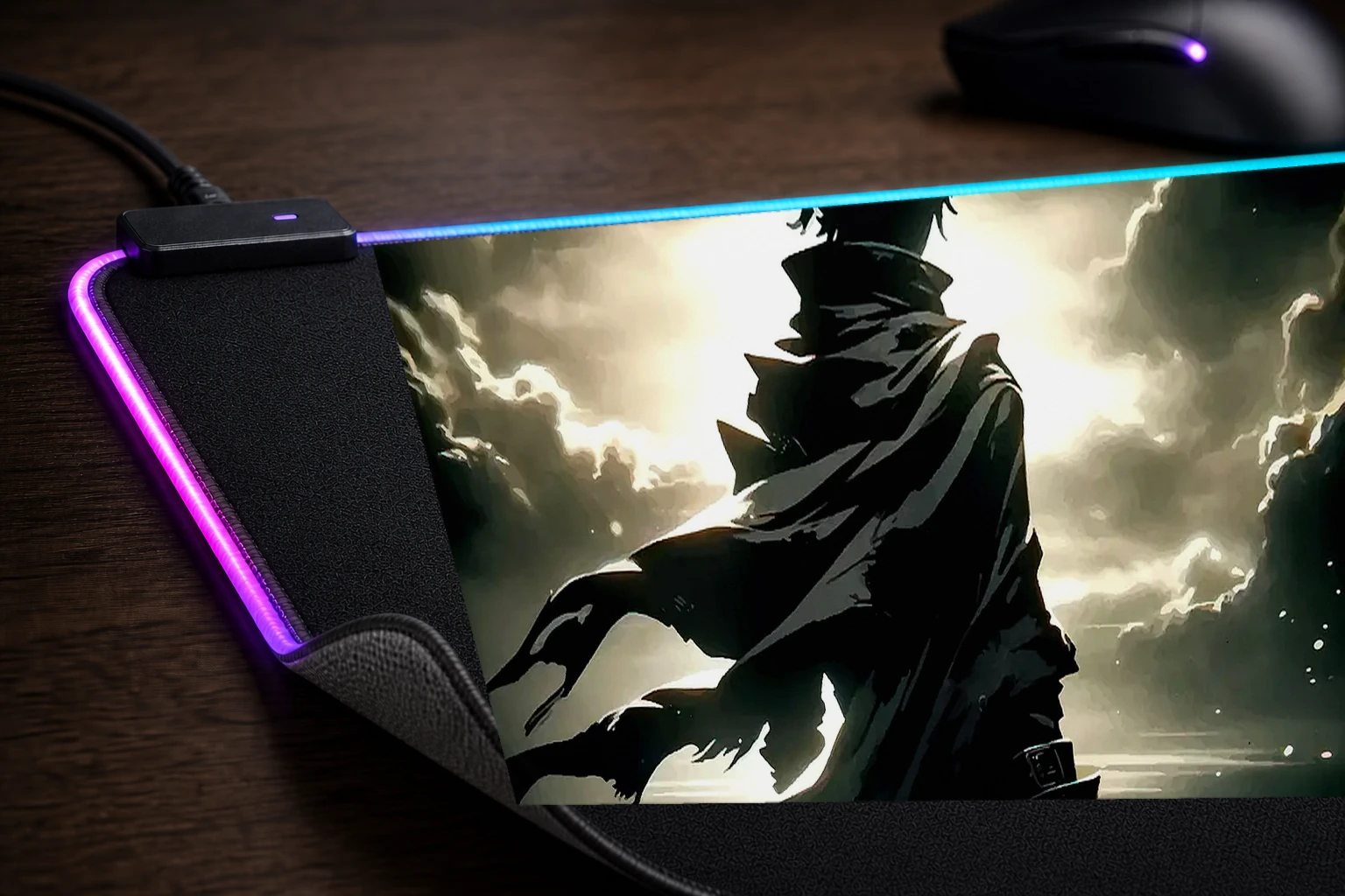 Shadow Slave RGB Desk Mat controller and material detail