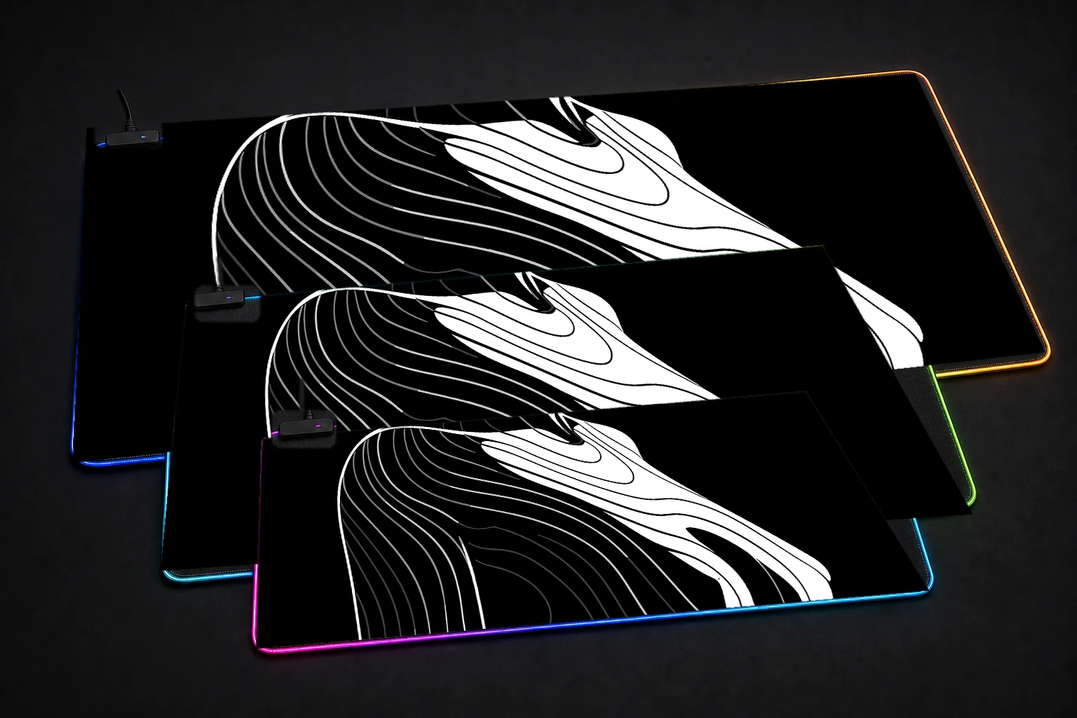 Person Line Body RGB Desk Mat three-size comparison
