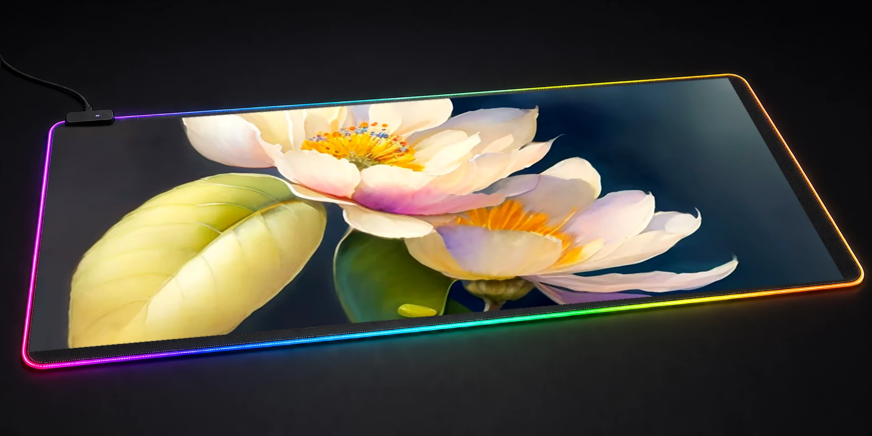 the fantasy flower RGB Desk Mat RGB desk mat
