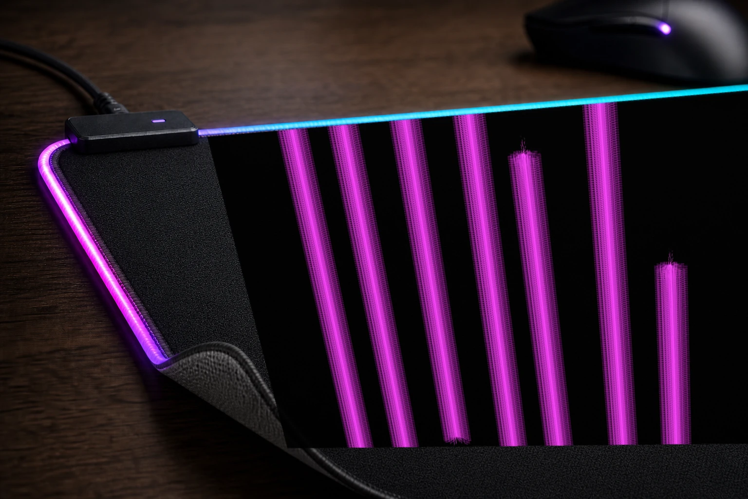 pink line RGB Desk Mat controller and material detail