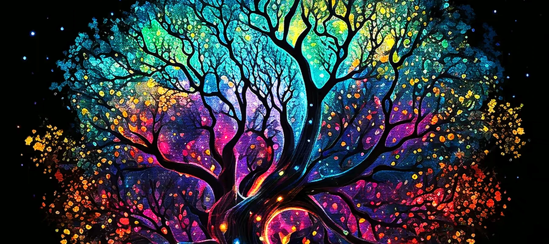 Colorful Of Tree RGB Desk Mat full-width design preview