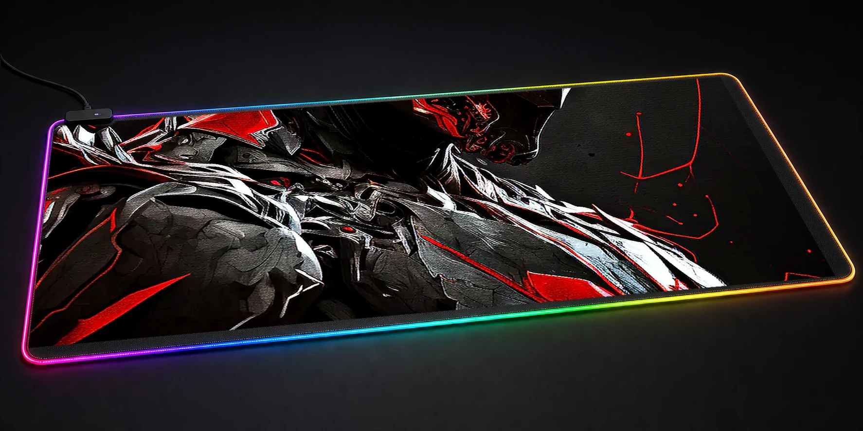 Troops wearing a red black RGB Desk Mat RGB desk mat