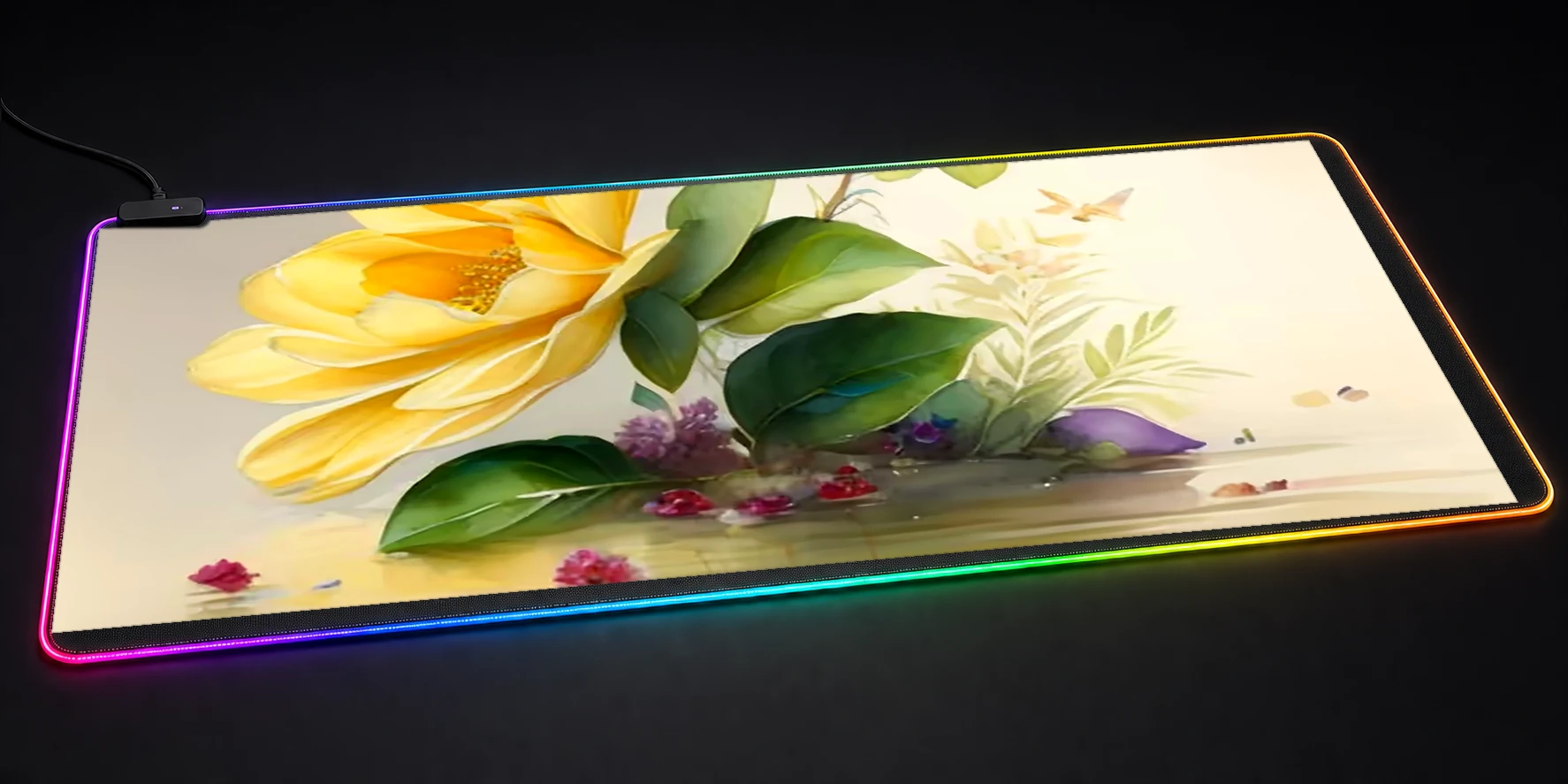 the twin fantasy flower RGB Desk Mat RGB desk mat