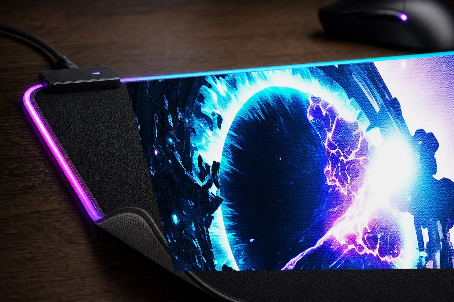 Paint Black Hole Space RGB Desk Mat controller and material detail