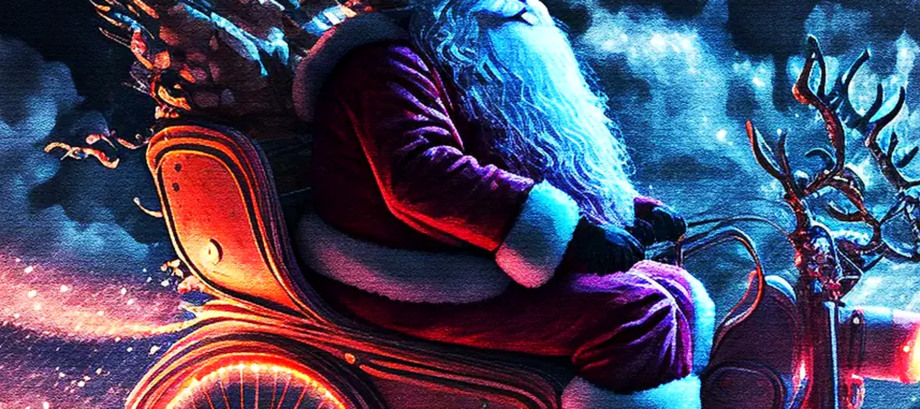 Santa Claus Riding RGB Desk Mat full-width design preview
