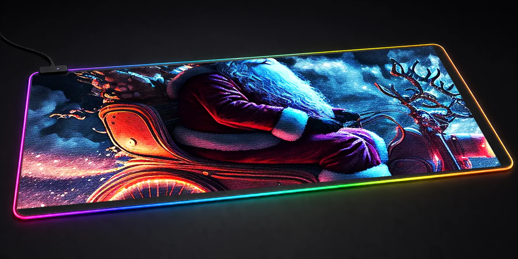 Santa Claus Riding RGB Desk Mat RGB desk mat