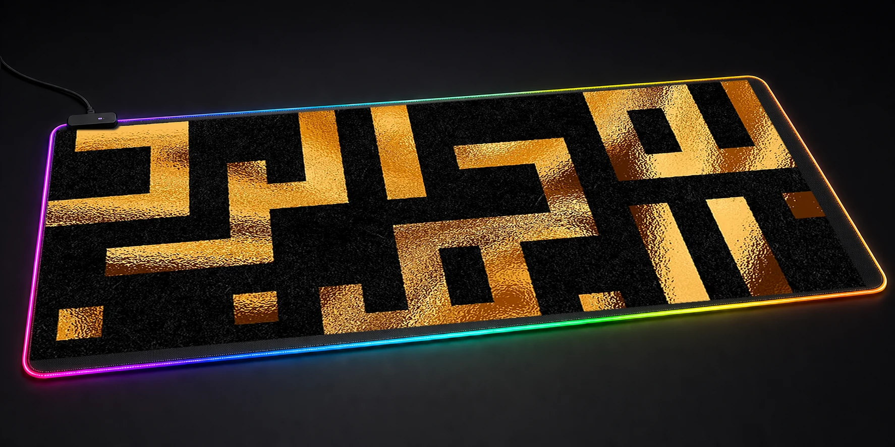 kufi gold text RGB Desk Mat RGB desk mat