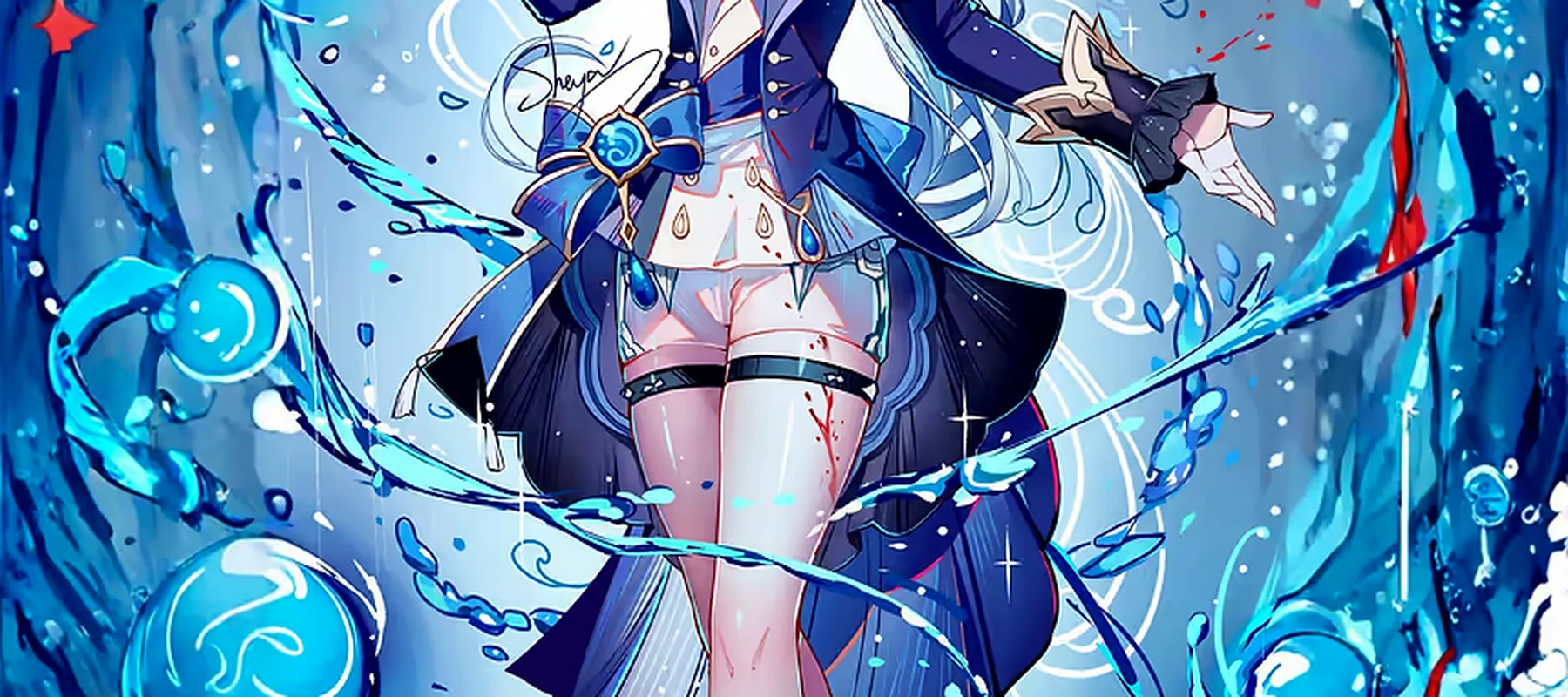 Girl with Water Magic RGB Desk Mat full-width design preview
