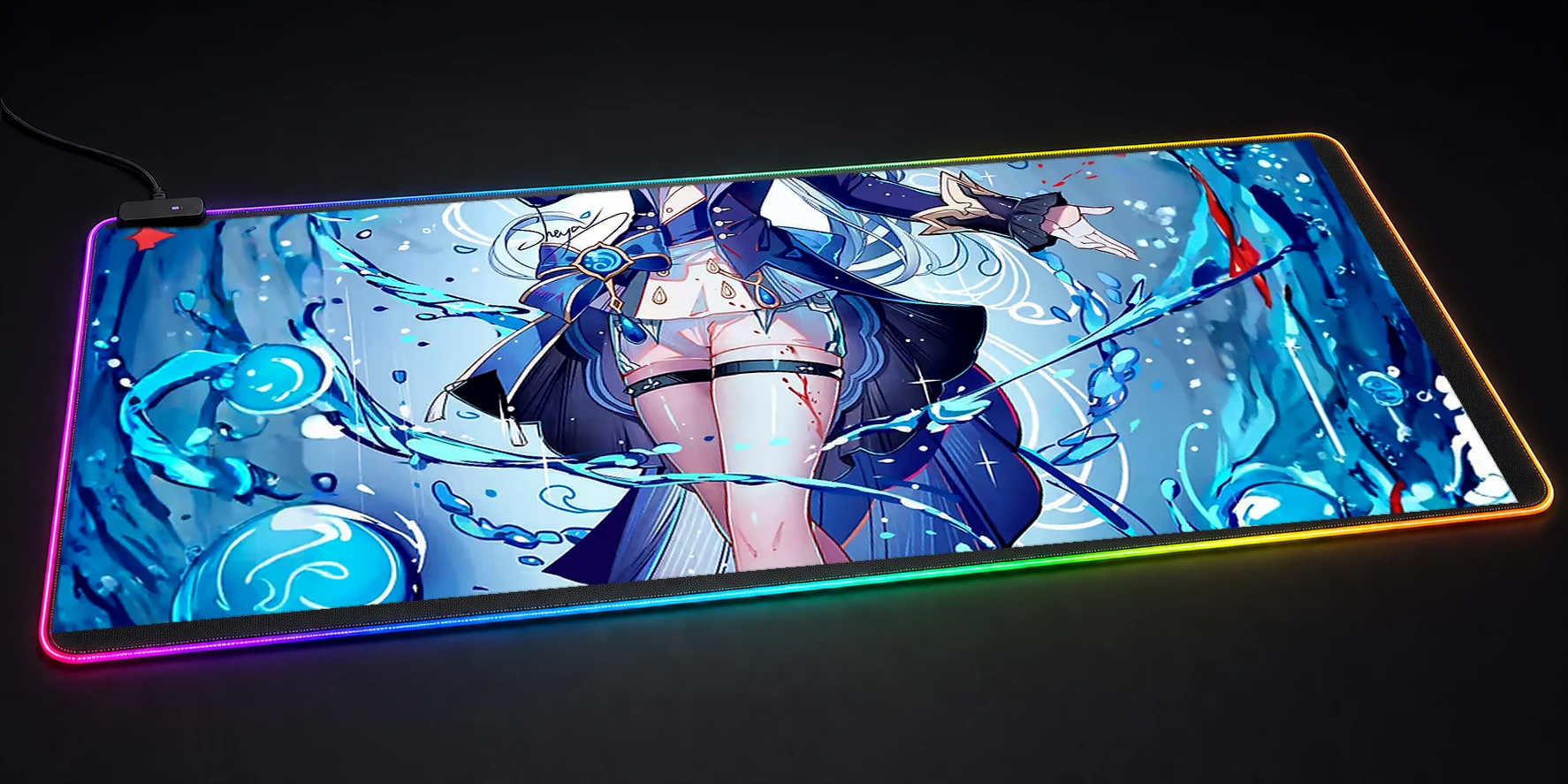 Girl with Water Magic RGB Desk Mat RGB desk mat