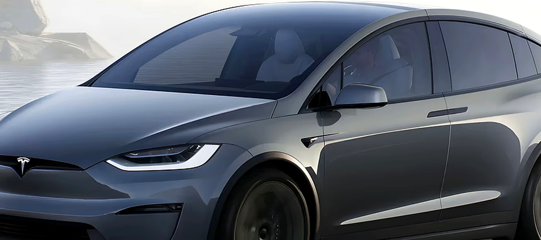 Tesla Model X Plaid RGB Desk Mat full-width design preview