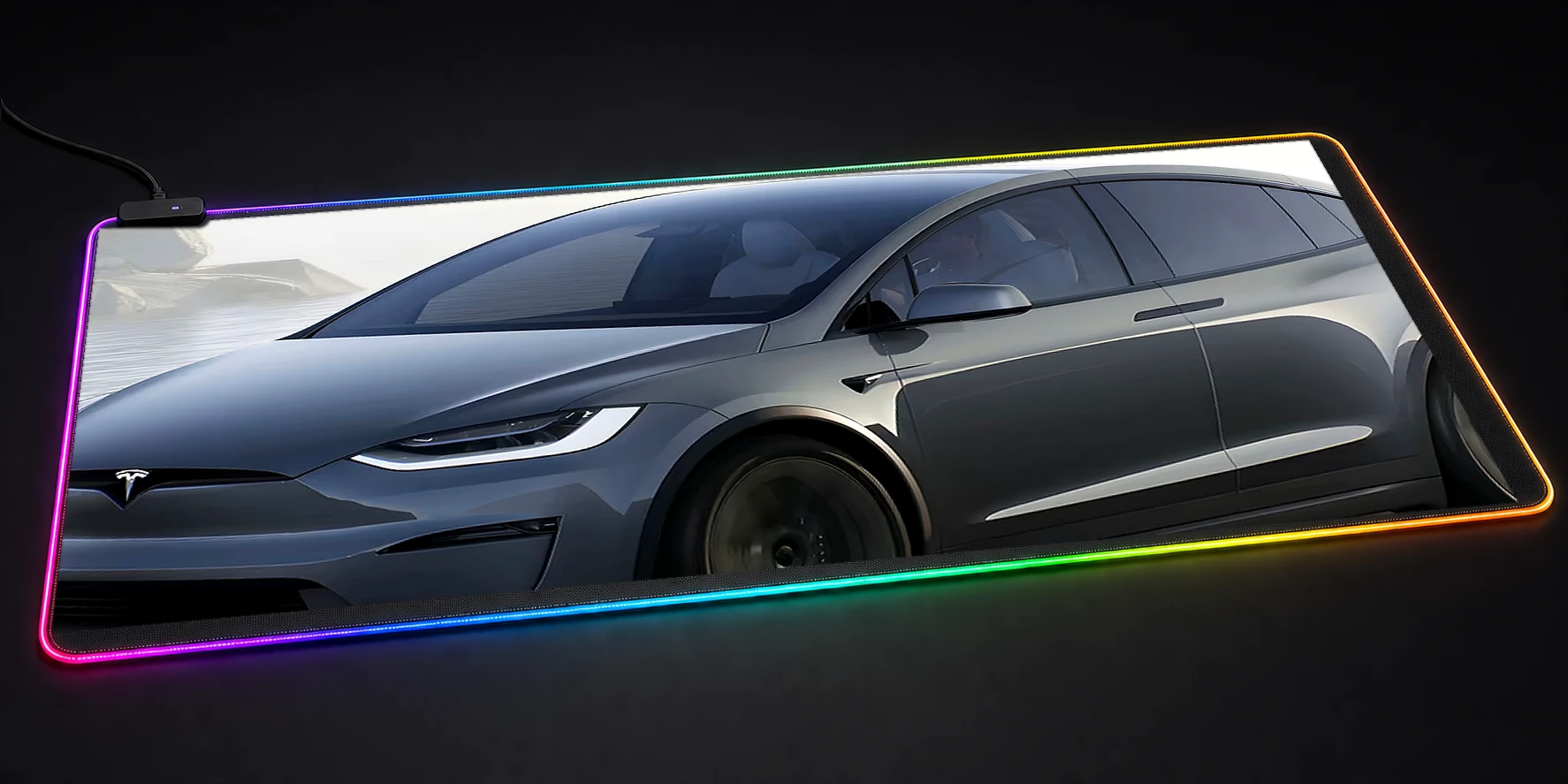 Tesla Model X Plaid RGB Desk Mat RGB desk mat