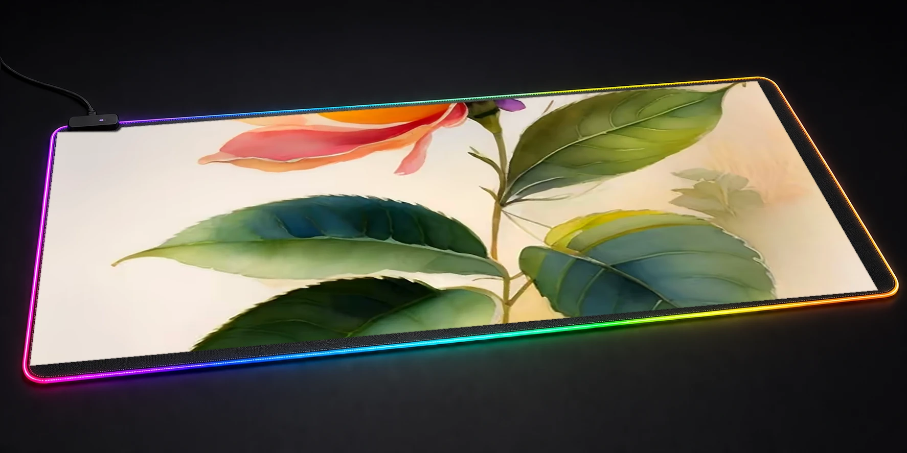 the single fantasy flower RGB Desk Mat RGB desk mat