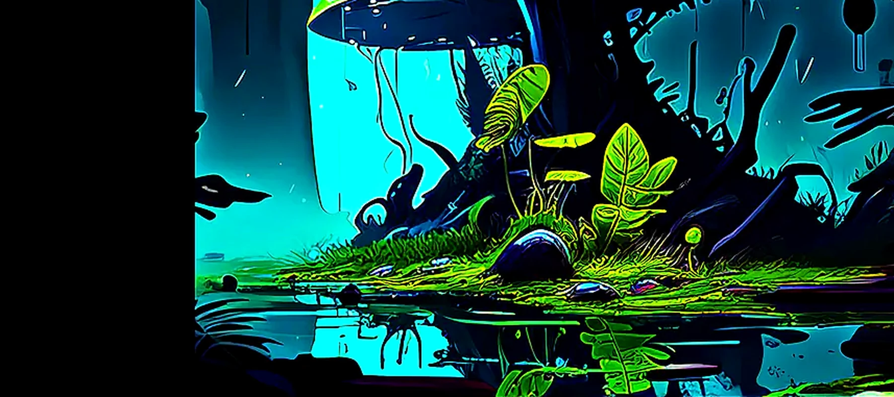 green place of fantasy RGB Desk Mat full-width design preview