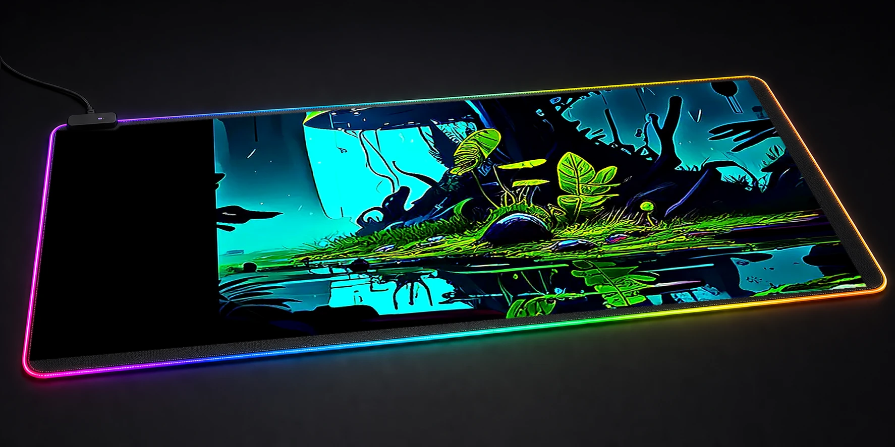 green place of fantasy RGB Desk Mat RGB desk mat