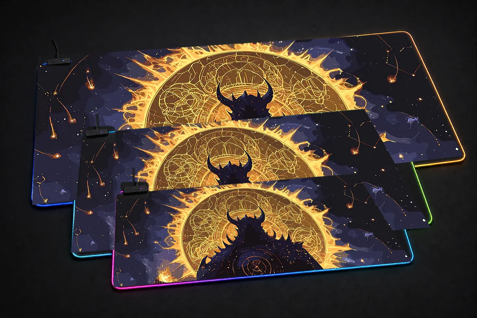 Magic Ghost RGB Desk Mat three-size comparison