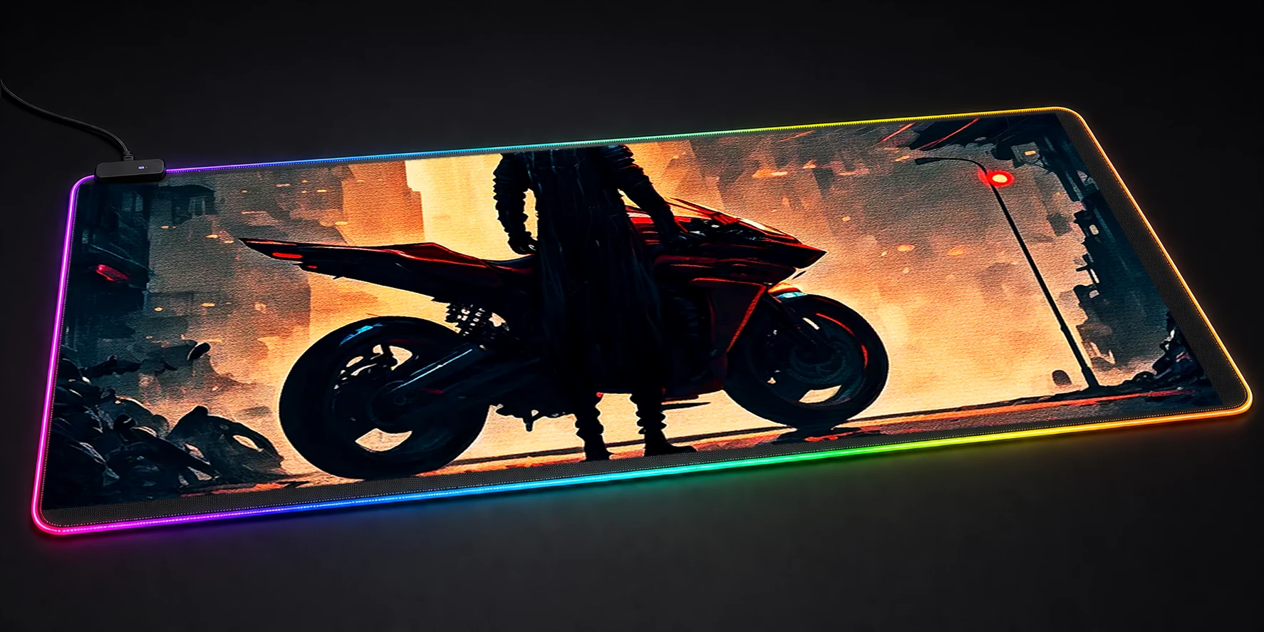 City Rider RGB Desk Mat RGB desk mat