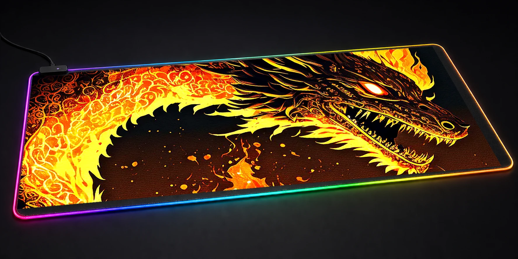 Fantasy Dragon Fire RGB Desk Mat RGB desk mat